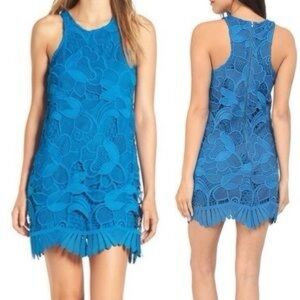 Lovers + Friends Blue Lace Mini Dress
